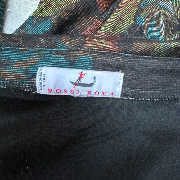 Italian Rossi Roma Womens Floral Lace Ruffle Trim Coat Jacket Black Silk Blend - Picture 3 of 9